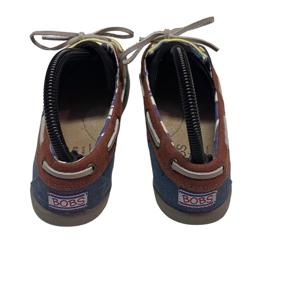 Skechers Bob's Women Blue Yellow Suede World Nourish Boat Shoes Size 8 - Picture 6 of 8